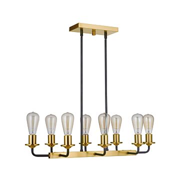 Randolph Eight Light Island Pendant in Flat Black Satin Brass by Craftmade