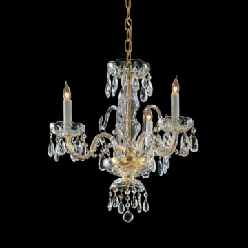 Traditional Crystal Three Light Mini Chandelier in Polished Brass by Crystorama