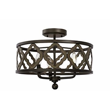 Whittaker Three Light Semi Flush Mount in Brownstone by Kalco