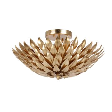 Broche Four Light Semi Flush Mount in Antique Gold by Crystorama