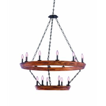 Lansdale 18 Light Chandelier in Black Iron by Kalco