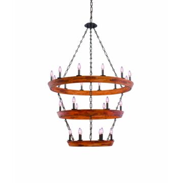 Lansdale 24 Light Chandelier in Black Iron by Kalco