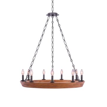 Lansdale Nine Light Chandelier in Black Iron by Kalco