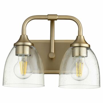 Enclave Two Light Vanity in Aged Brass  Clear Seeded by Quorum International