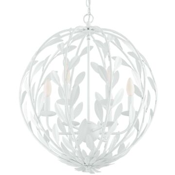 Broche Six Light Chandelier in Matte White by Crystorama
