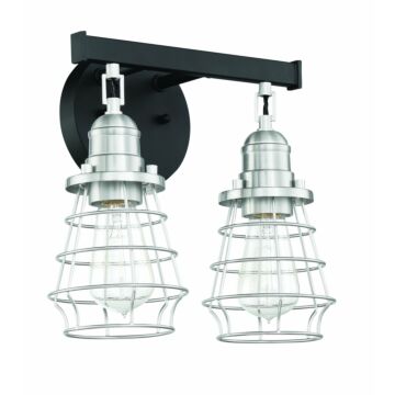 Thatcher Two Light Vanity in Flat Black Brushed Polished Nickel by Craftmade