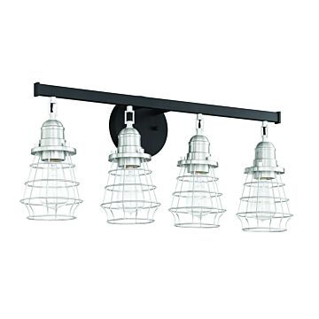 Thatcher Four Light Vanity in Flat Black Brushed Polished Nickel by Craftmade