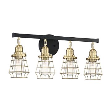 Thatcher Four Light Vanity in Flat Black Satin Brass by Craftmade