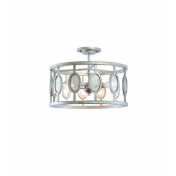 Palomar Three Light Semi Flush Mount in Vintage Silver Leaf by Kalco