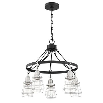 Thatcher Five Light Chandelier in Flat Black Brushed Polished Nickel by Craftmade