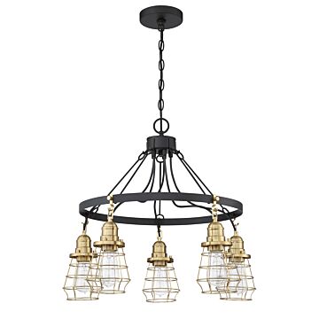Thatcher Five Light Chandelier in Flat Black Satin Brass by Craftmade