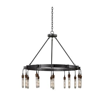 Stuyvesant 12 Light Chandelier in Matte Gun Metal by Kalco