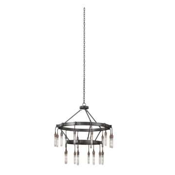 Stuyvesant 20 Light Chandelier in Matte Gun Metal by Kalco