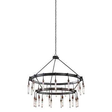 Stuyvesant 28 Light Chandelier in Matte Gun Metal by Kalco