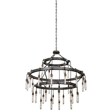 Stuyvesant 36 Light Chandelier in Matte Gun Metal by Kalco