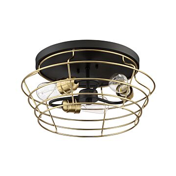 Thatcher Three Light Flushmount in Flat Black Satin Brass by Craftmade