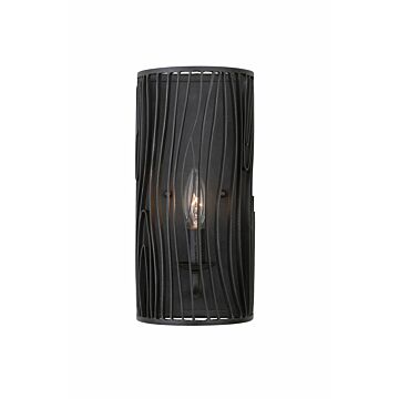 Morre One Light Wall Sconce in Black Iron by Kalco