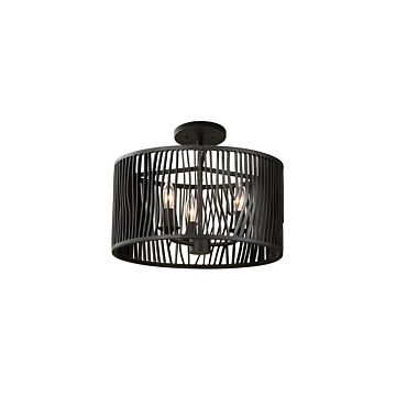 Morre Three Light Convertible Pendant  Semi Flush Mount in Black Iron by Kalco
