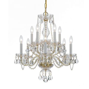 Traditional Crystal Ten Light Chandelier in Polished Brass by Crystorama