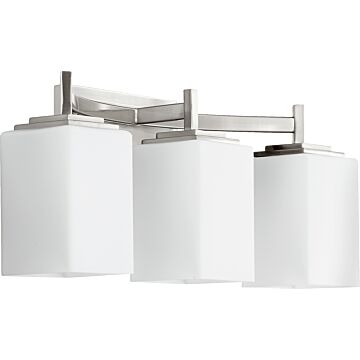 Quorum Delta 3 Light 9 Inch Bathroom Vanity Light in Satin Nickel