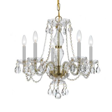 Traditional Crystal Five Light Chandelier in Polished Brass by Crystorama