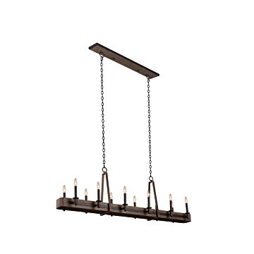 Duluth 12 Light Island Pendant in Satin Bronze by Kalco