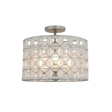 Prado Three Light Semi Flush Mount in Oxidized Silver Leaf by Kalco