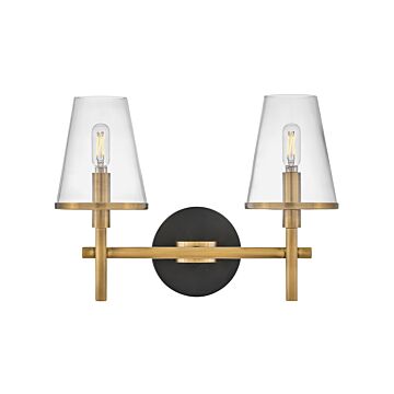 Marten 2-Light Bathroom Vanity Light in Heritage Brass