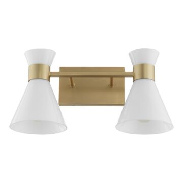 Beldar Two Light Vanity in Aged Brass  Gloss Opal by Quorum International