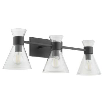 Beldar Three Light Vanity in Matte Black  Clear Glass by Quorum International
