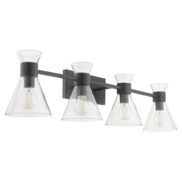 Beldar Four Light Vanity in Matte Black  Clear Glass by Quorum International
