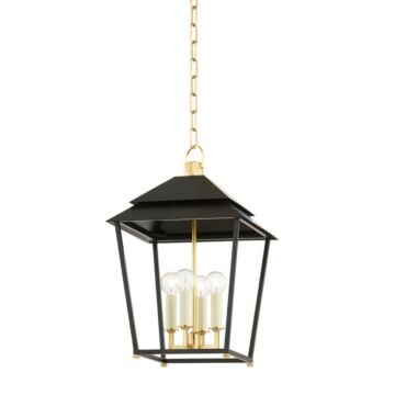 Natick Four Light Lantern in Aged Brass by Hudson Valley
