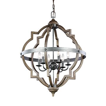 Generation Lighting Socorro 6-Light Quatrefoil Pendant Light in Stardust