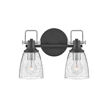 Hinkley Easton 2-Light Bathroom Vanity Light In Black With Chrome Accents