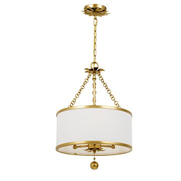 Broche Three Light Chandelier in Antique Gold by Crystorama
