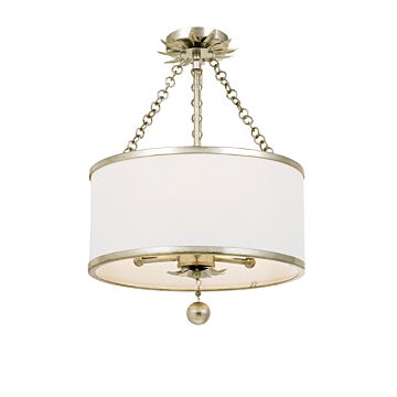 Crystorama Broche 3 Light 14 Inch Ceiling Light in Antique Silver