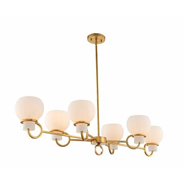 Kalco Ascher 6 Light Transitional Chandelier in Winter Brass