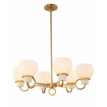 Kalco Ascher 6 Light Transitional Chandelier in Winter Brass