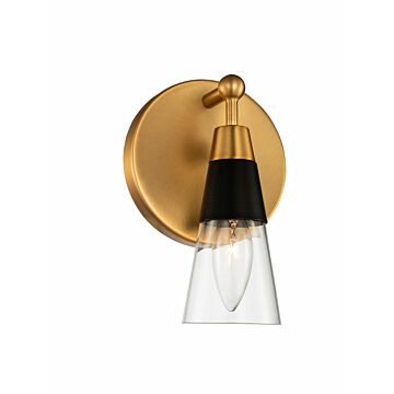 Ponti One Light Bath in Matte Black New Brass by Kalco