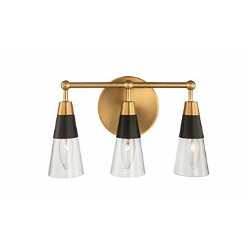Ponti Three Light Bath in Matte Black New Brass by Kalco