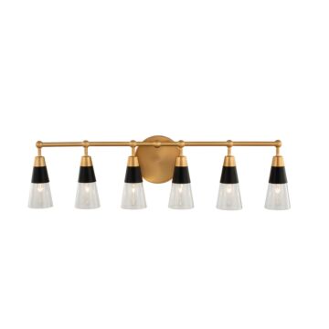 Ponti Six Light Bath in Matte Black New Brass by Kalco