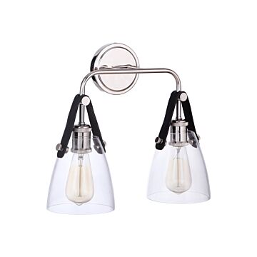 Hagen Two Light Wall Sconce in Polished Nickel by Craftmade