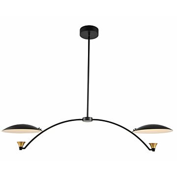 Redding LED Island Pendant in Matte Black White and Brass Accent by Kalco