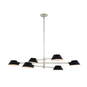 Bruno Six Light Island Pendant in Matte Black Polished Nickel by Kalco