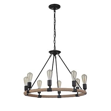 Dillon Eight Light Chandelier in Flat Black by Craftmade