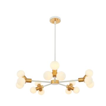 Tres LED Chandelier in White and New Brass by Kalco