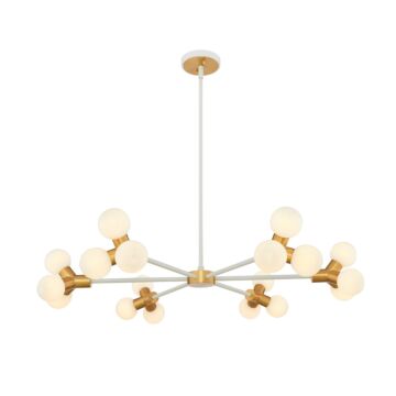 Tres LED Chandelier in White and New Brass by Kalco