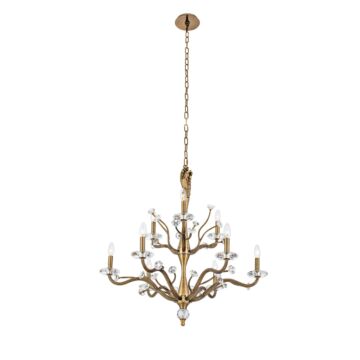Venus Nine Light Chandelier in Historic Brass by Kalco
