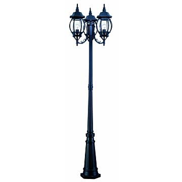 Chateau 3-Head Matte Black Surface Mount Post Light