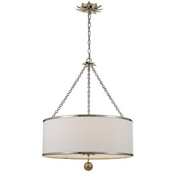 Broche Six Light Chandelier in Antique Silver by Crystorama